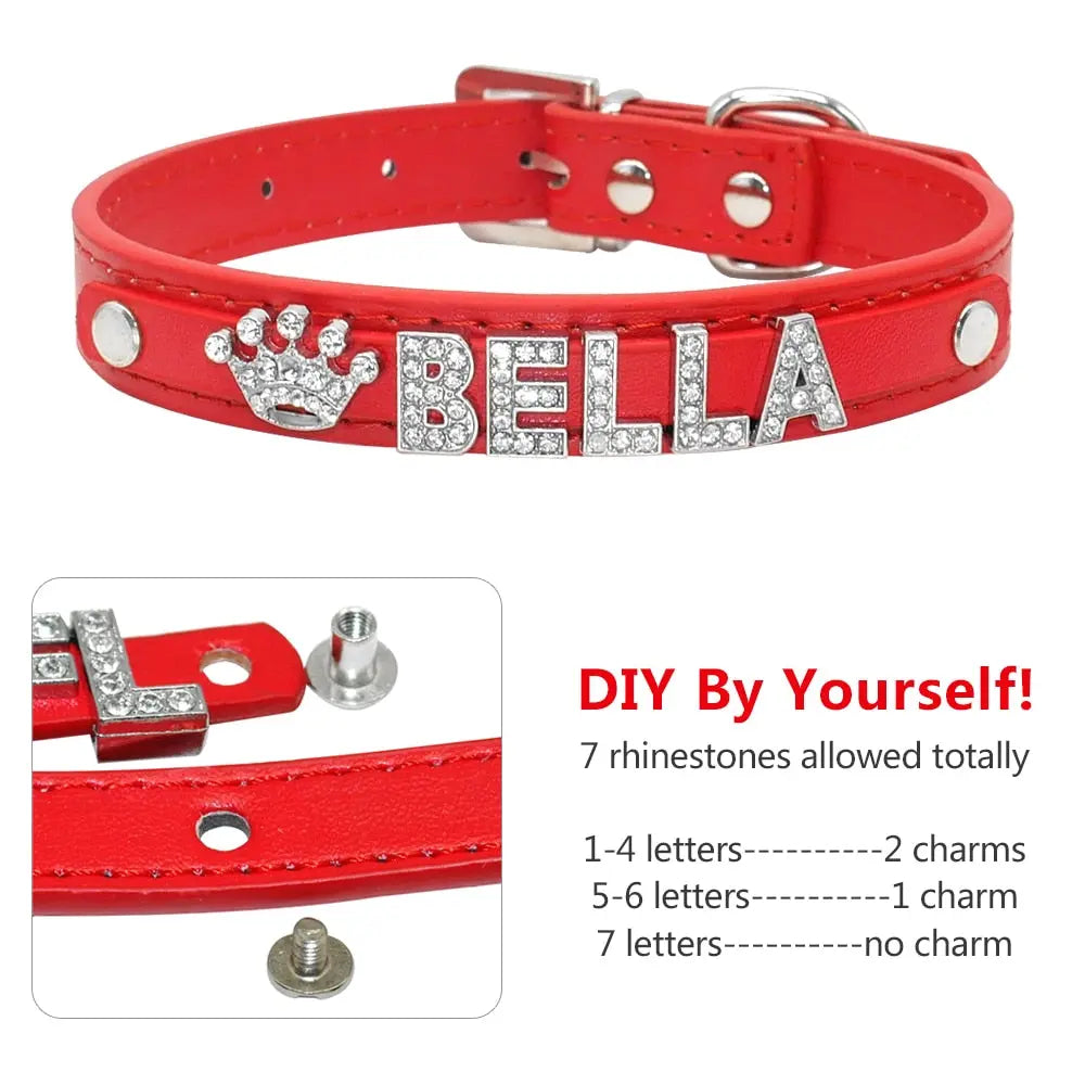 Custom Rhinestone Dog Collars-- Personalized Small Dogs Chihuahua puppy collar Custom Necklace Free Name Charms Pet Accessories My Magnolia Shop