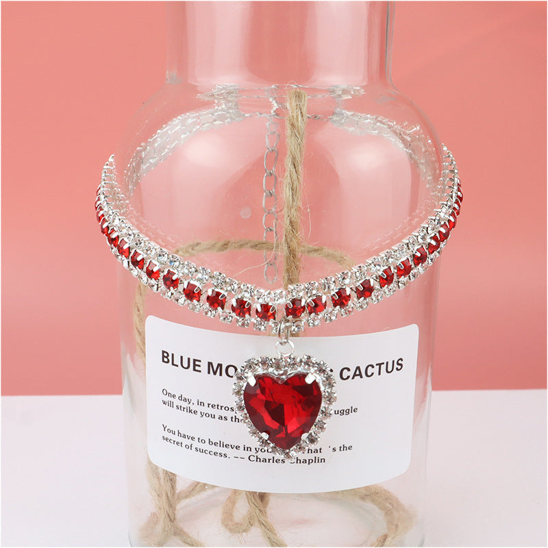 Luxury Rhinestone Dog Collar – Heart Diamond Pet Jewelry Necklace for Cats & Small Dogs, Wedding Princess Bling Collar