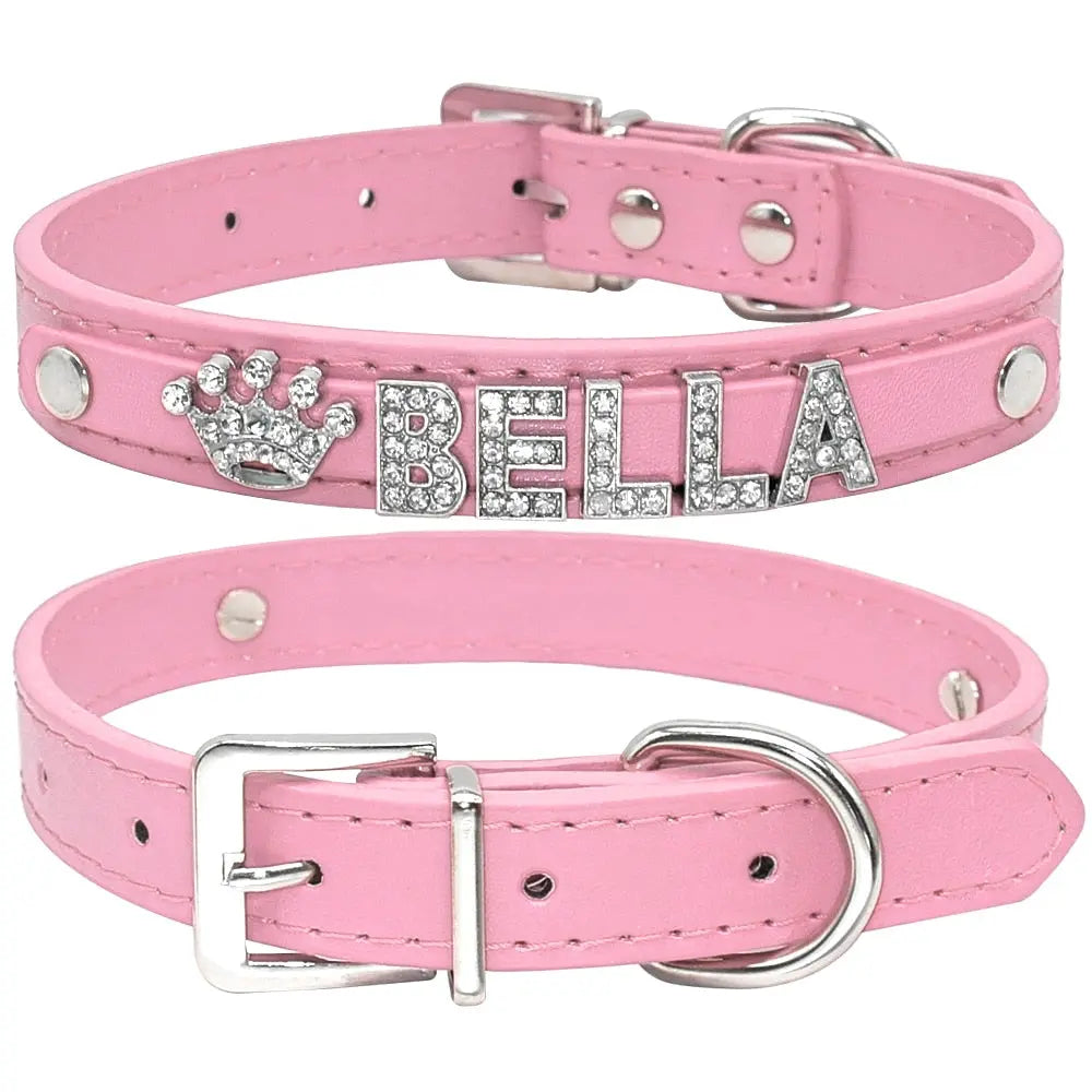 Custom Rhinestone Dog Collars-- Personalized Small Dogs Chihuahua puppy collar Custom Necklace Free Name Charms Pet Accessories My Magnolia Shop