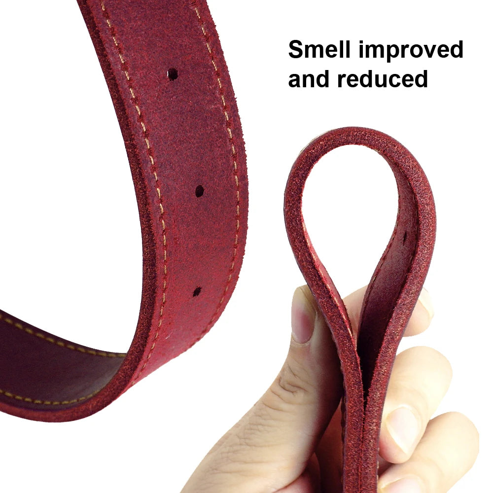 Personalized Real Leather Dog Collar & Leash Sets