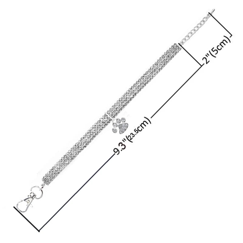 Diamond Pet Collar for Weddings | Shiny Rhinestone Necklace with Heart Pendant for Dogs & Cats |