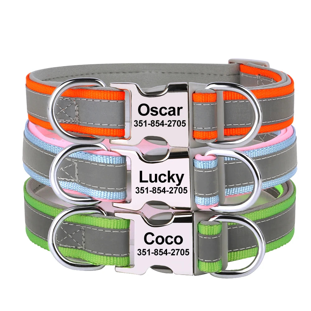 Magnolia Pet Reflective Personalized Dog Collar - Engraved ID Soft Padded Nylon Collar, Adjustable for Small product image 3