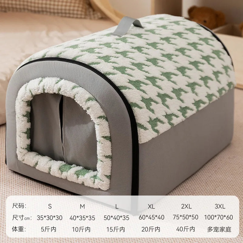 Warm Kennel Winter Dog & Cat House – Washable Detachable Deep Sleep Bed, Cozy Pet Nest for Small Medium Large Pets
