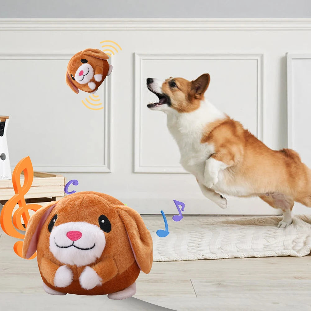 Self-Moving Bouncing Plush Interactive Chew Toy for Indoor Play