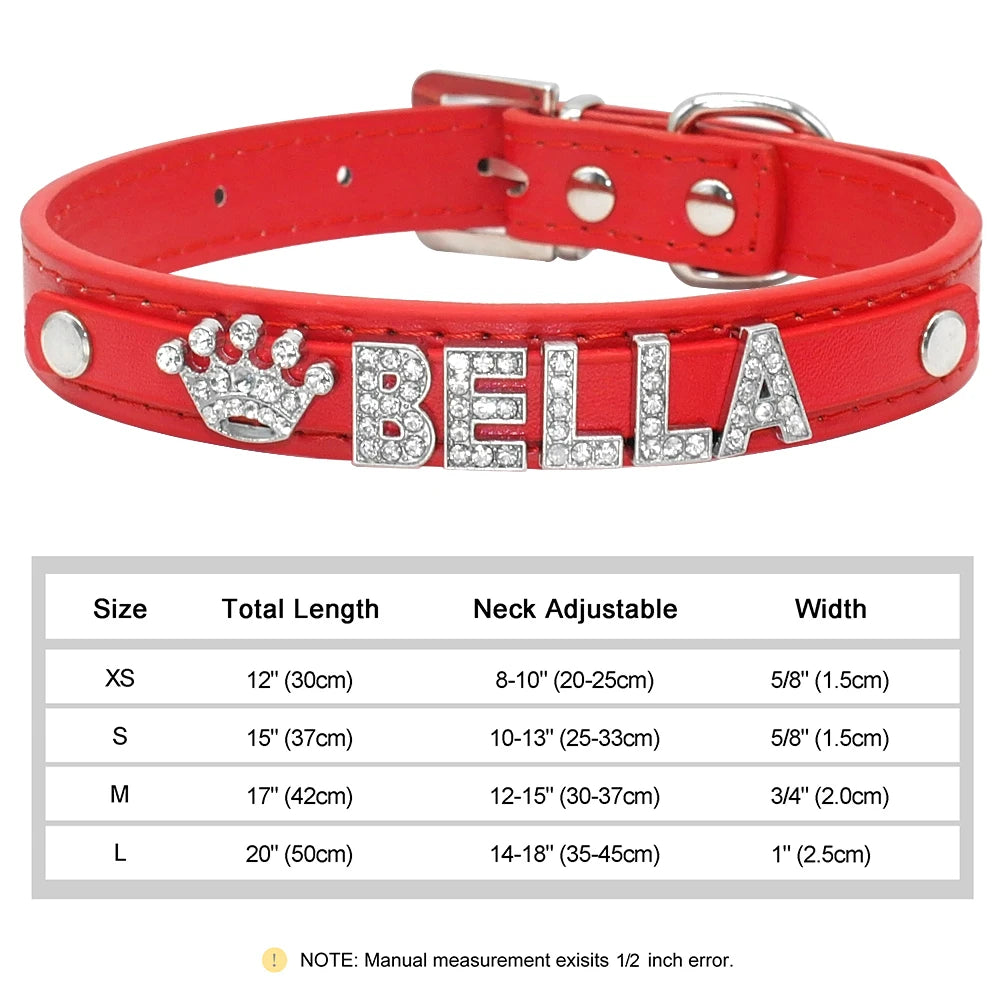 Personalized Rhinestone Dog Collar – Custom Name Collar for Small Dogs & Cats