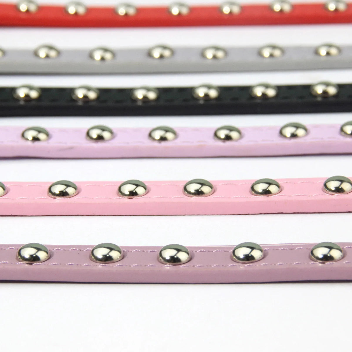 Rivet Anti-Bite Leather Dog & Cat Collar – Durable Studded Collar - Pet Neck Strap