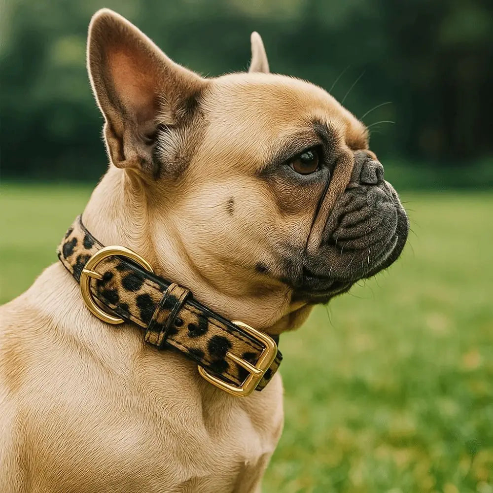 Trendy Leopard Print Dog Collar – Wear-Resistant PU Leather, Adjustable Pet Collar for Small & Medium Dogs