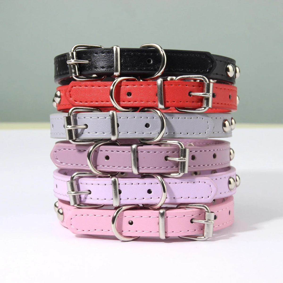 Rivet Anti-Bite Leather Dog & Cat Collar – Durable Studded Collar - Pet Neck Strap