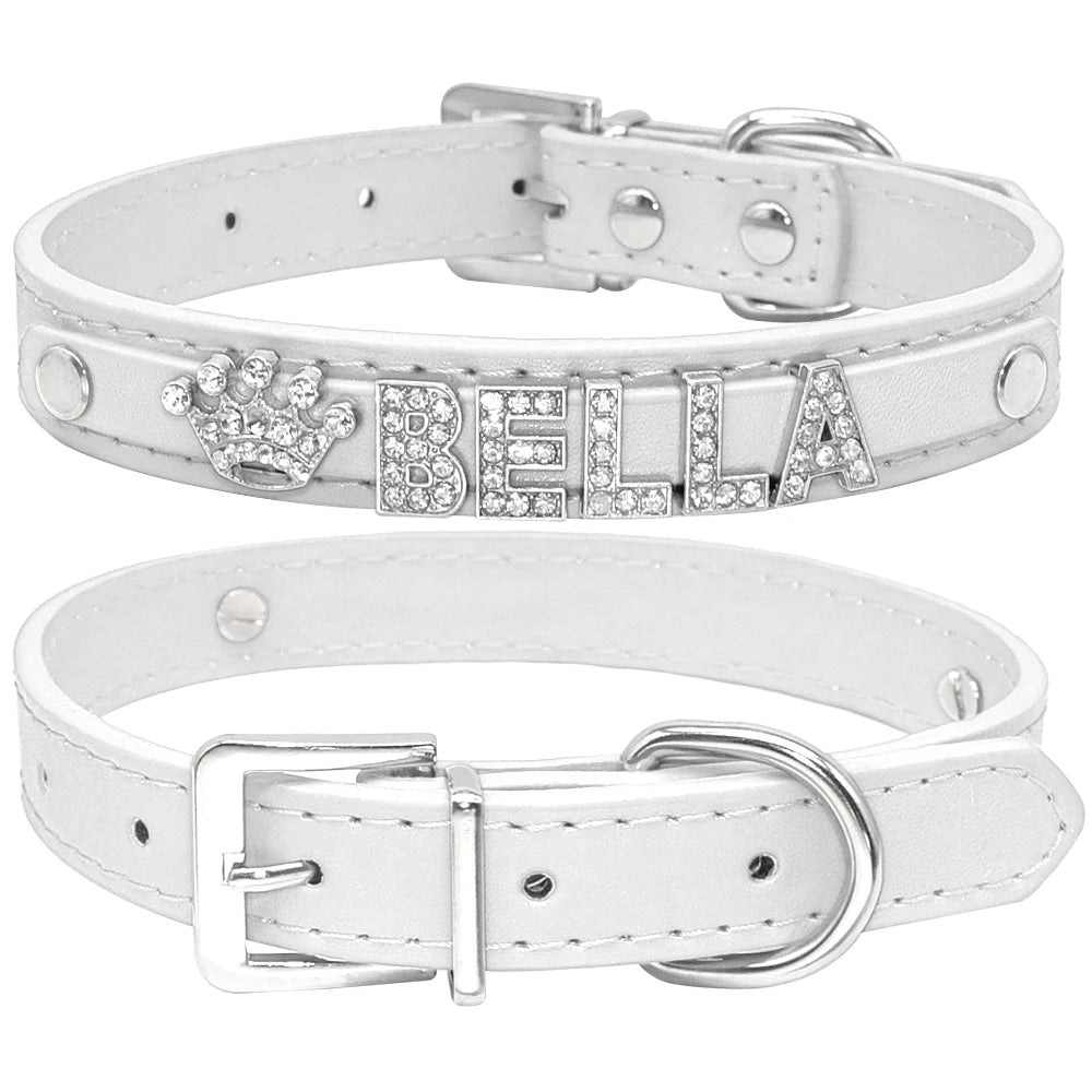 Personalized Rhinestone Dog Collar – Custom Name Collar for Small Dogs & Cats