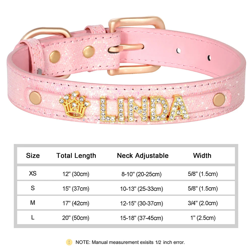 Personalized Rhinestone Dog Collar – Custom Name Collar for Small Dogs & Cats