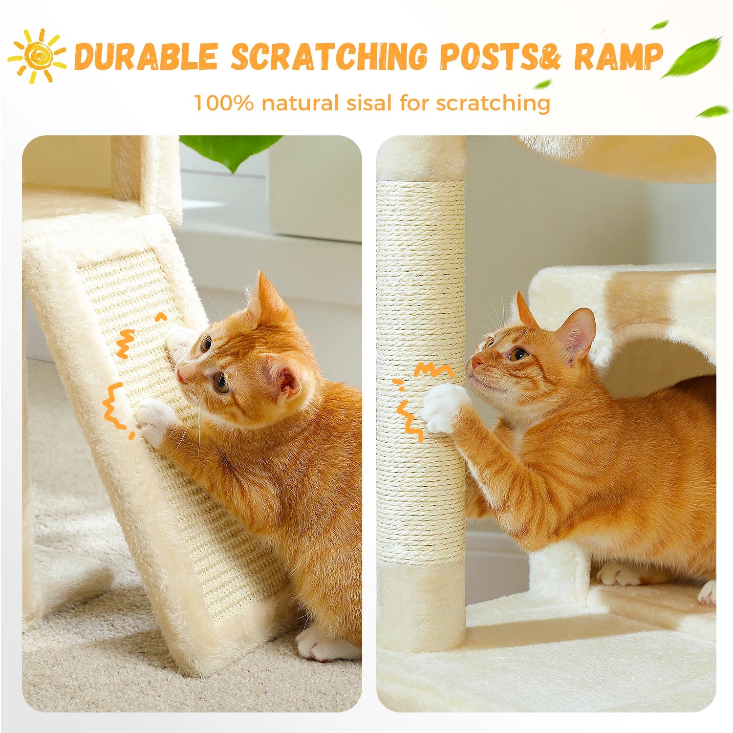 Large Cat Tree for Indoor Cats, Multi-Level Cat Tower with Sisal Scratching Post, 2 Spacious Condo, Cat Scratching Pad, Cat Toys