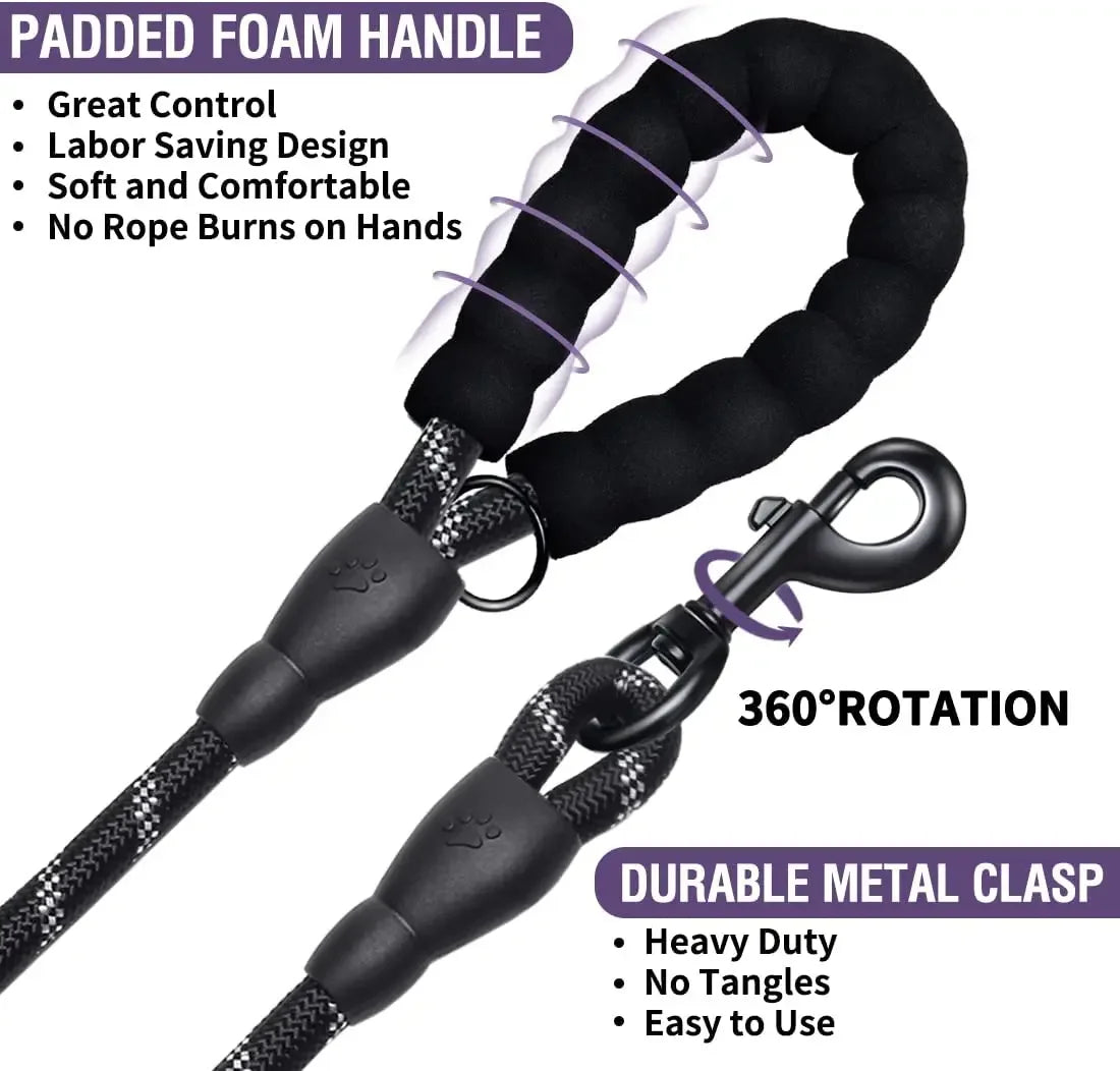 Reflective, Strong Dog Leash Pet Leashes for Big to Small Dogs, Easy Grip and Durable Clip