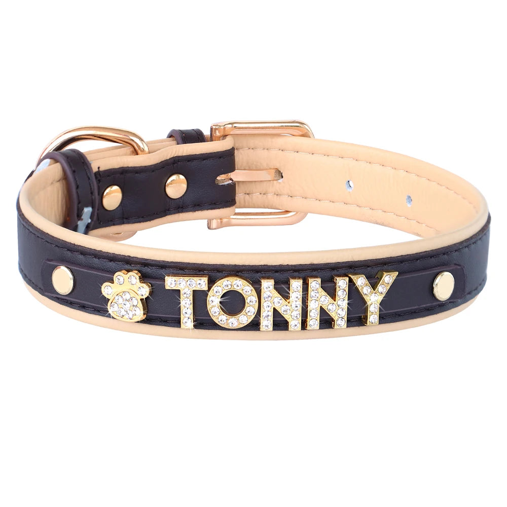 Personalized Rhinestone Dog Collar – Custom Name Collar for Small Dogs & Cats