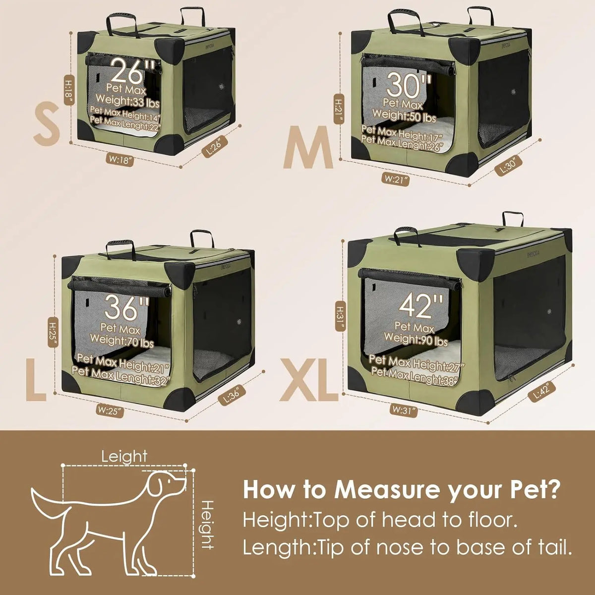 Collapsible Soft Dog Crate 36" – Portable Travel Dog Kennel for Large Dogs | Foldable Indoor & Outdoor Dog Crate