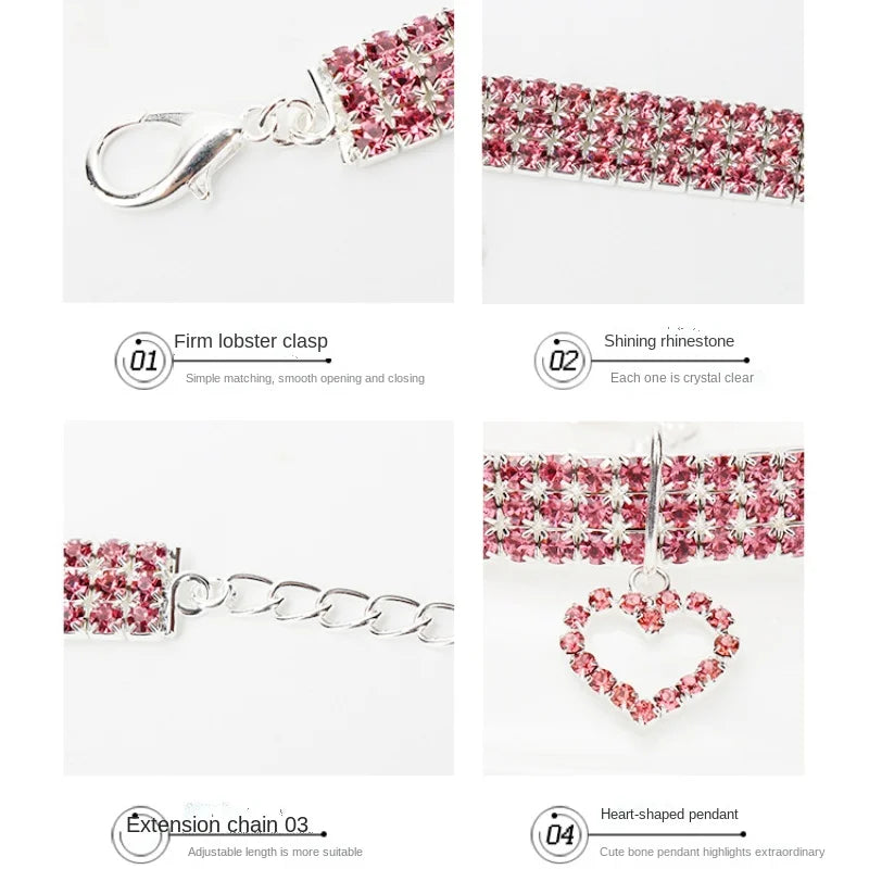 Sparkly Rhinestone Dog & Cat Necklace – Elegant Pet Jewelry for Weddings, Parties & Photoshoots