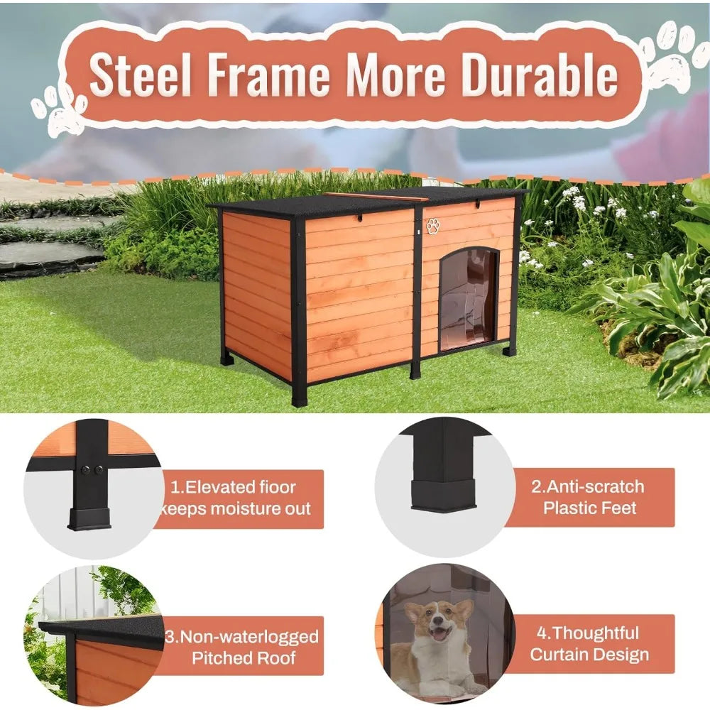 Magnolia Pet Outdoor Dog House, Indoor Outdoor Doghouse Puppy Shelter Dog House with Iron Frame,Anti-Bite De product image 6