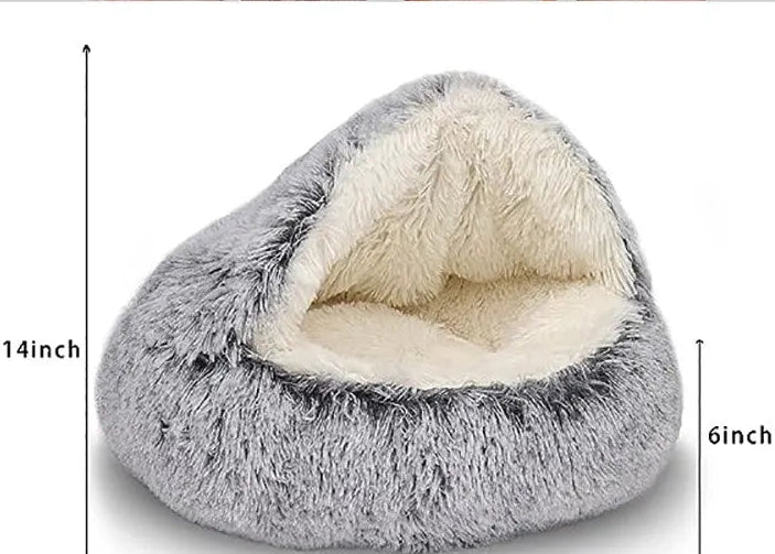 Self-Warming Cat Bed – Cozy Plush Half-Moon Bed for Cats & Small Dogs