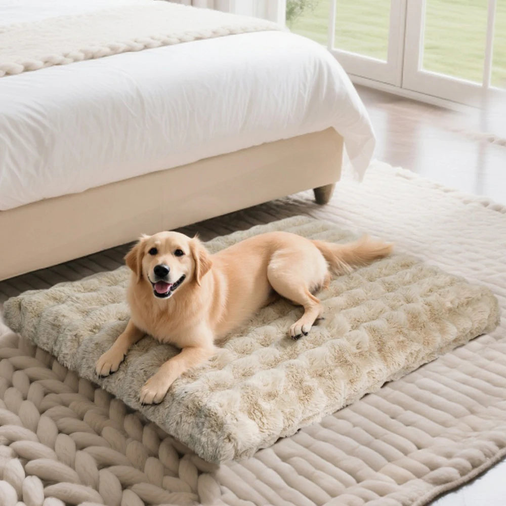 Ultra Plush Dog Bed - Washable Crate Mat for Large Dogs – Soft Pet Cushion Mattress, Anti-Slip Puppy Bed, Cozy Kennel Pad