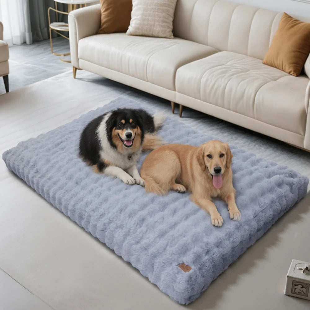 Ultra Plush Dog Bed - Washable Crate Mat for Large Dogs – Soft Pet Cushion Mattress, Anti-Slip Puppy Bed, Cozy Kennel Pad