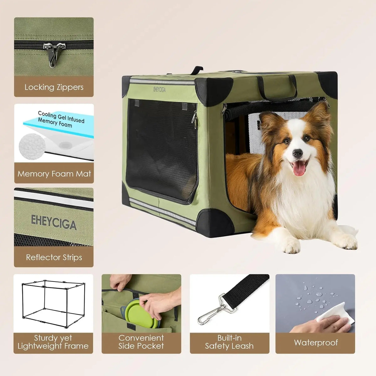 Collapsible Soft Dog Crate 36" – Portable Travel Dog Kennel for Large Dogs | Foldable Indoor & Outdoor Dog Crate