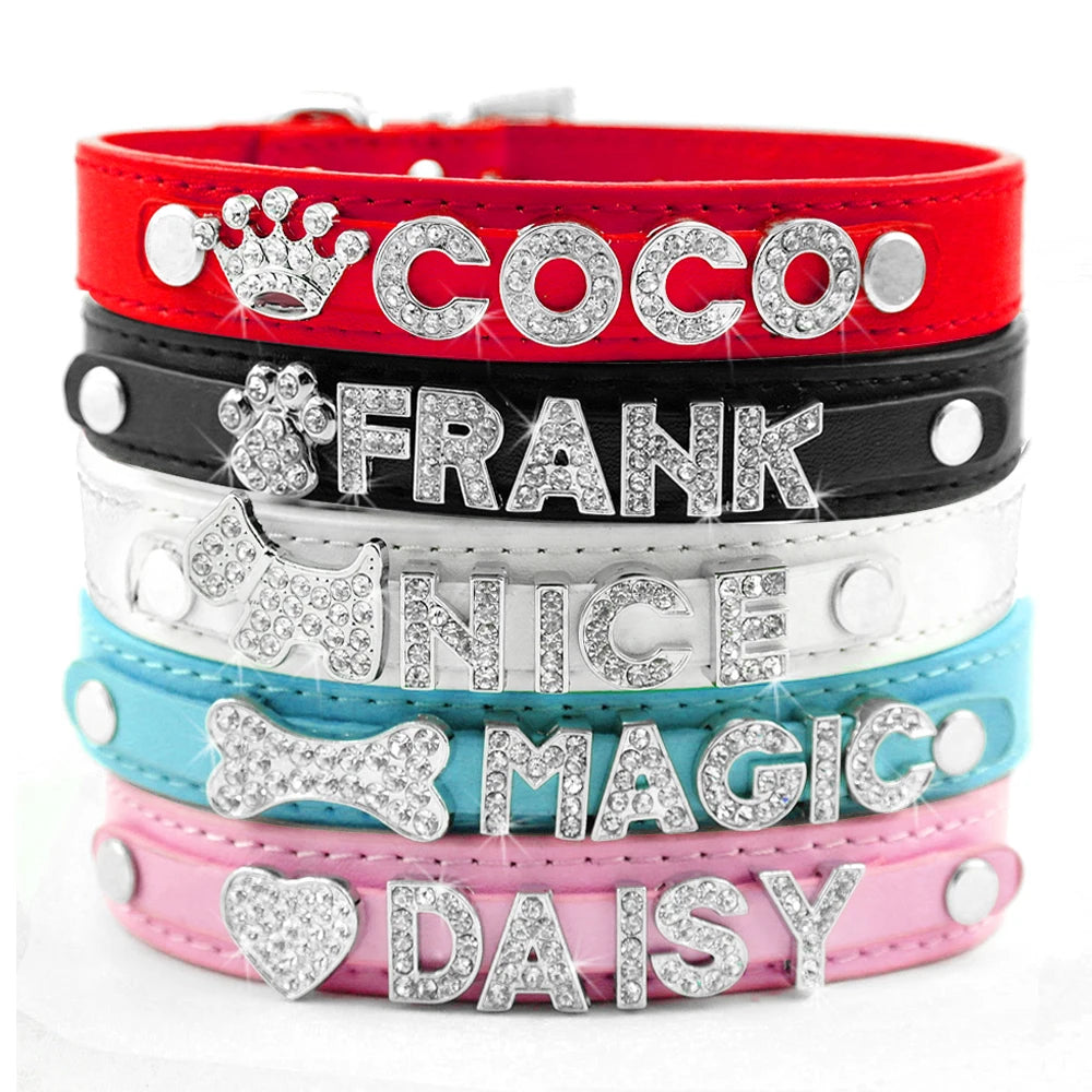 Personalized Rhinestone Dog Collar – Custom Name Collar for Small Dogs & Cats