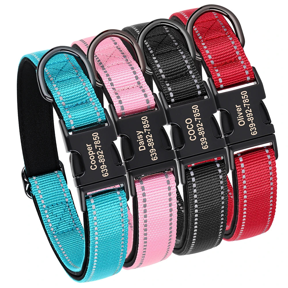 Magnolia Pet Reflective Personalized Dog Collar - Engraved ID Soft Padded Nylon Collar, Adjustable for Small product image 4