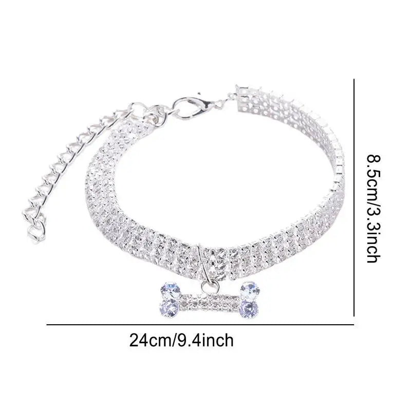 Crystal Rhinestone Dog Collar Necklace – Adjustable Luxury Pet Jewelry for Weddings, Parties & Dress Up