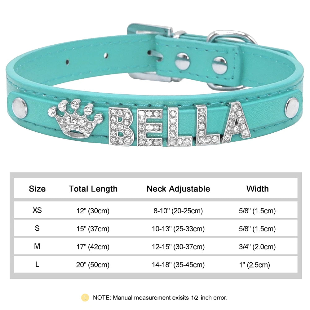 Personalized Rhinestone Dog Collar – Custom Name Collar for Small Dogs & Cats