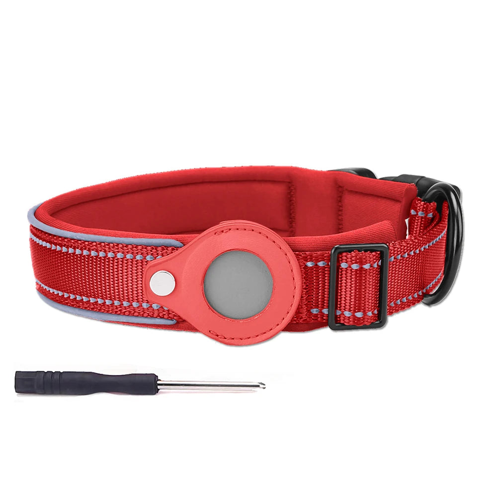 Reflective AirTag Dog Collar – Padded Apple AirTag Holder Case for Dogs, Secure & Comfortable Fit
