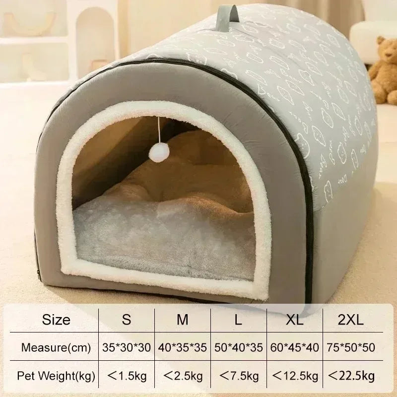 Warm Kennel Winter Dog & Cat House – Washable Detachable Deep Sleep Bed, Cozy Pet Nest for Small Medium Large Pets