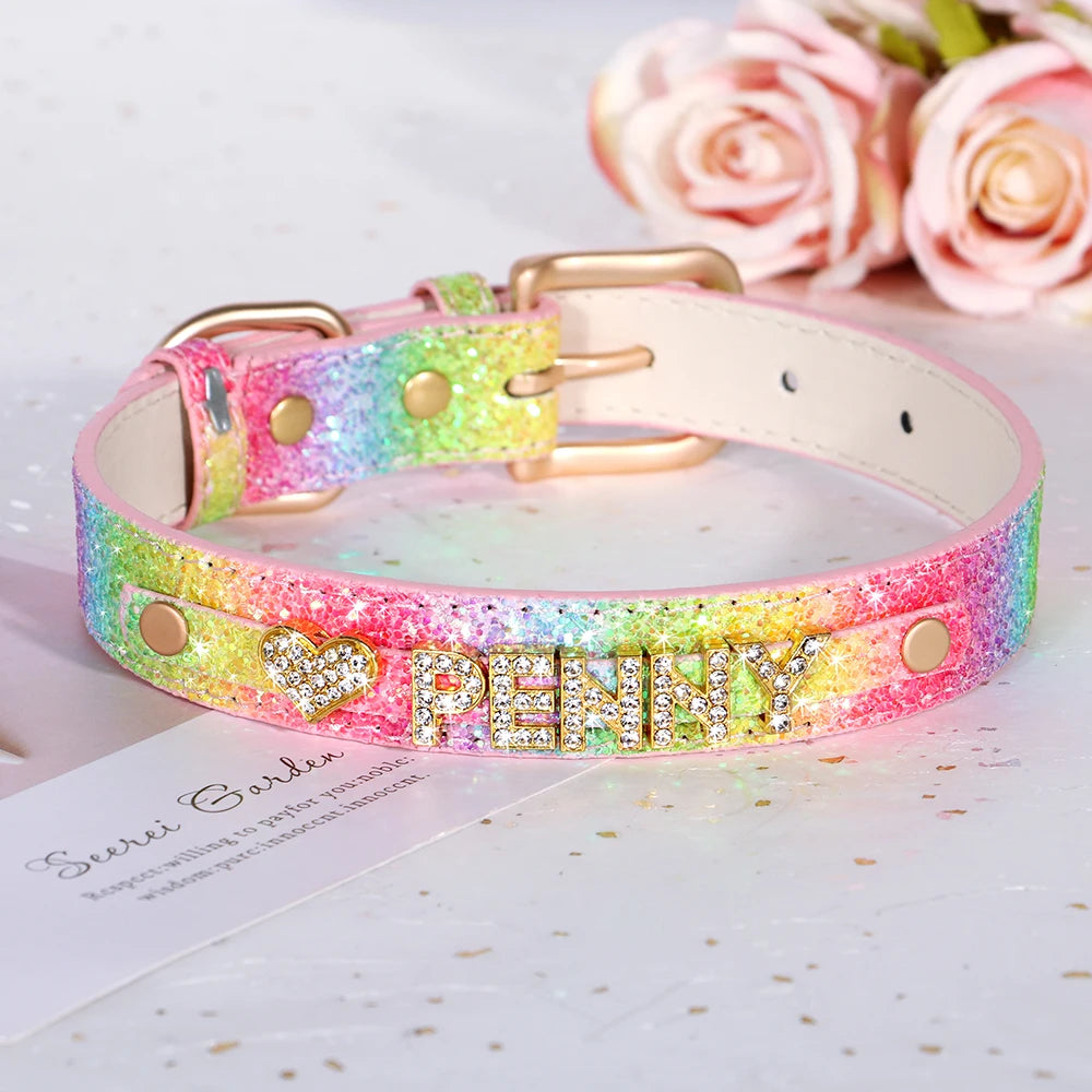 Personalized Rhinestone Dog Collar – Custom Name Collar for Small Dogs & Cats