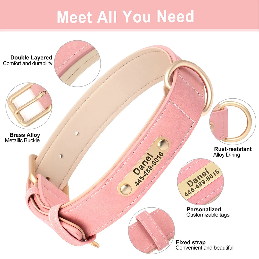 Magnolia Pet Personalized Safety Leather Dog Collar & Leash Set product image 7