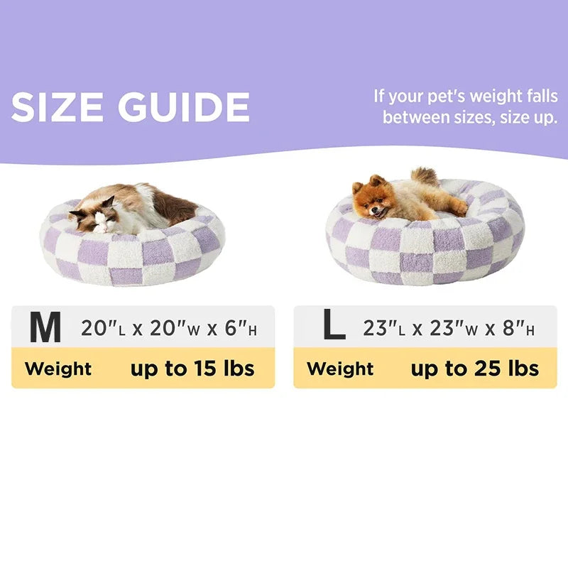 Luxury Anxiety Calming Donut Dog Bed with Anti-Slip Back for Small Dogs & Cats