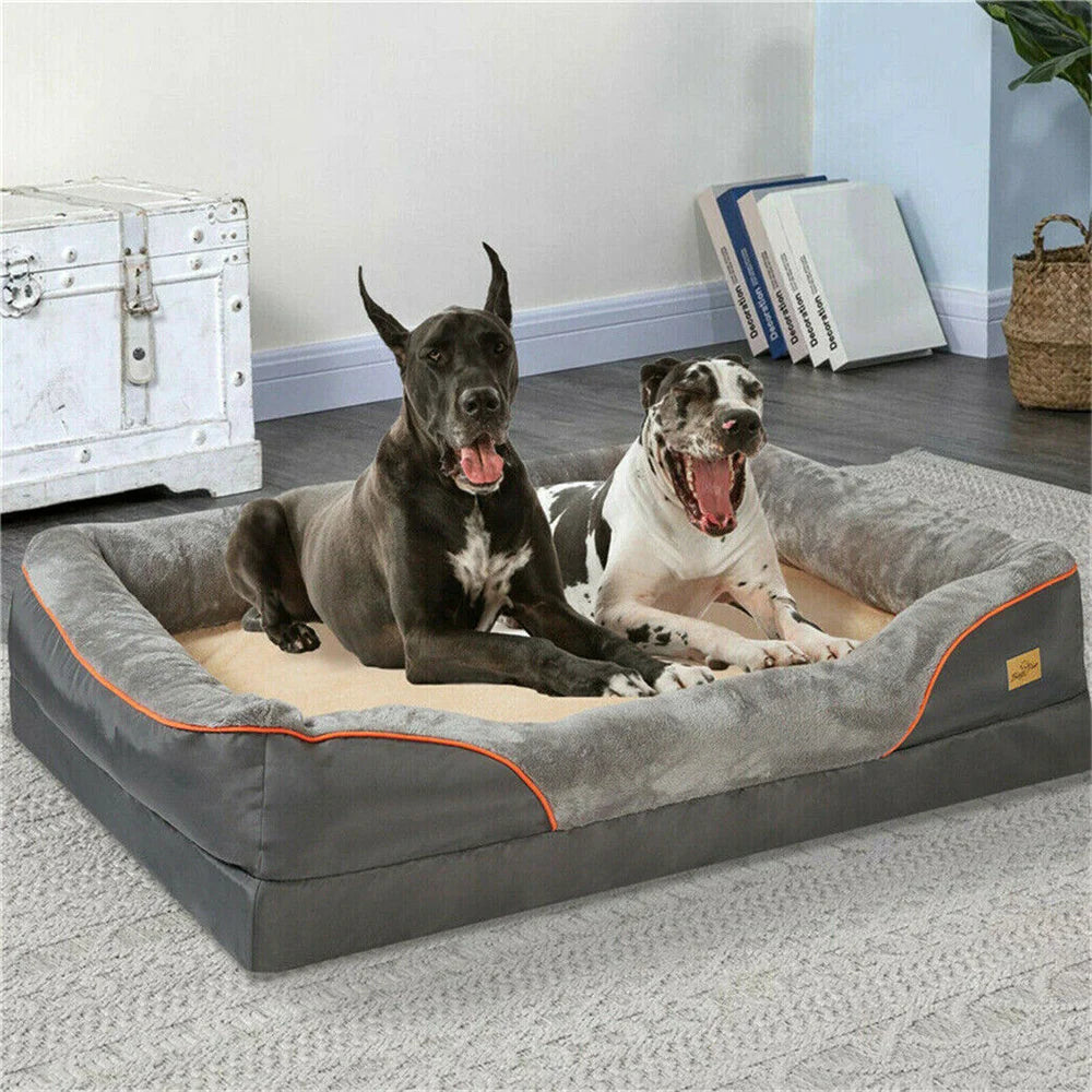 Jumbo Orthopedic Dog Bed – Large Memory Foam Pet Sofa Couch with Bolster, Waterproof & Washable Removable Cover