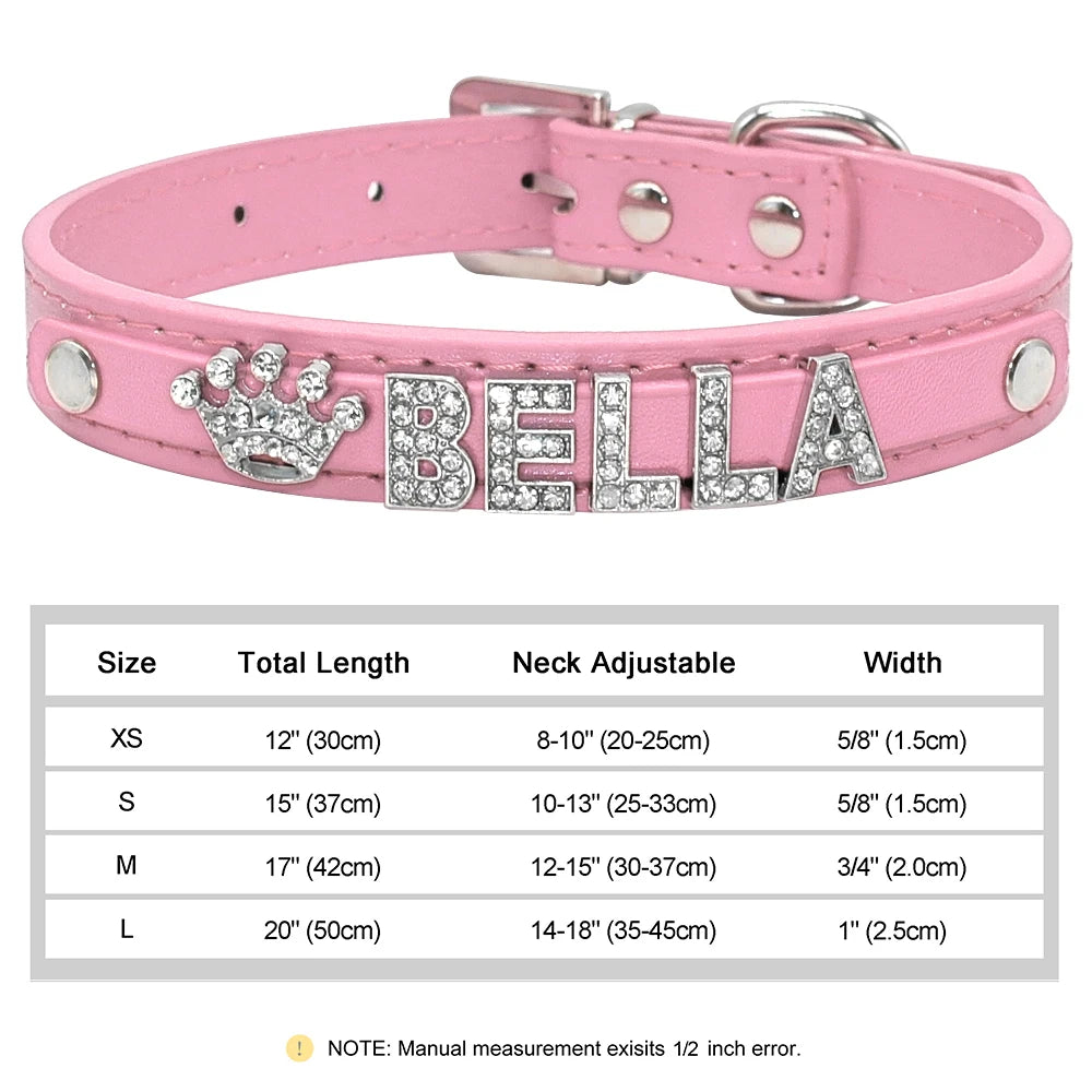 Personalized Rhinestone Dog Collar – Custom Name Collar for Small Dogs & Cats