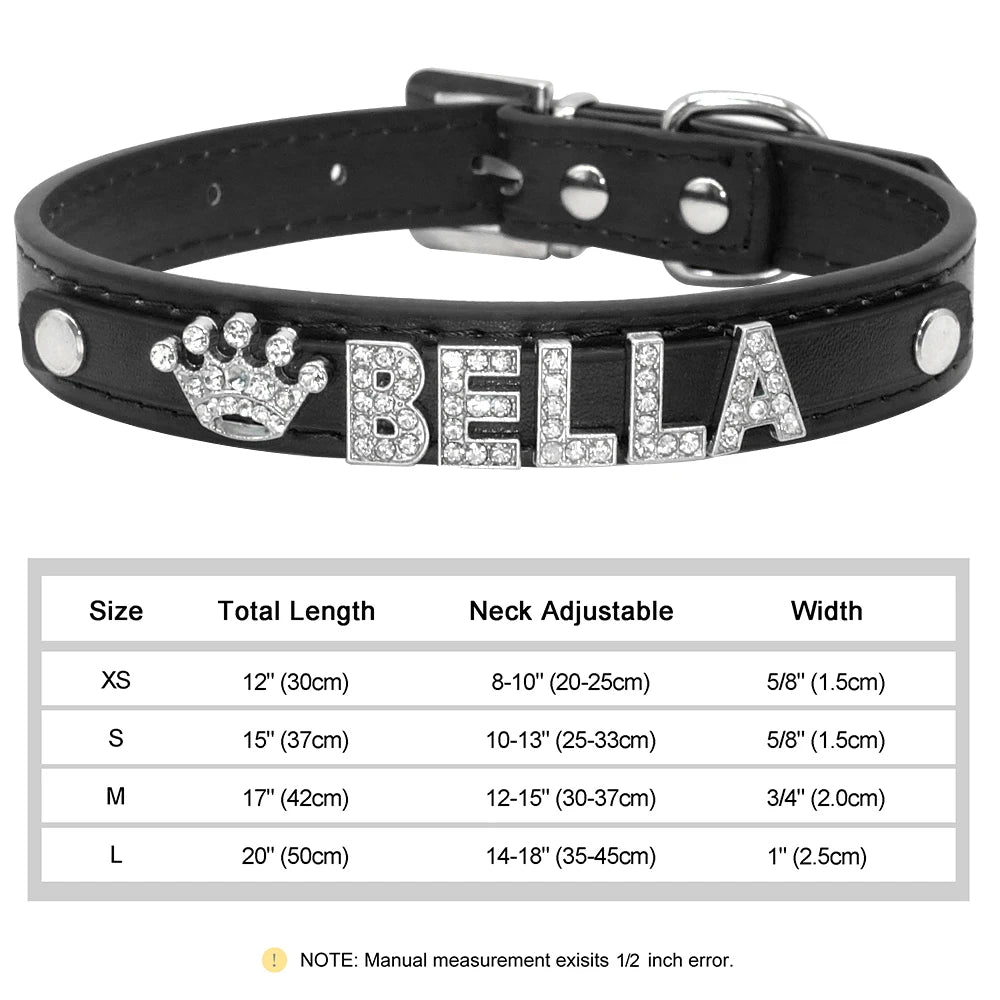 Personalized Rhinestone Dog Collar – Custom Name Collar for Small Dogs & Cats