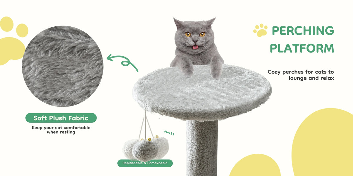 Tall Multi-Cat Climbing Cat Tree Tower – 44" Indoor Cat Furniture with Sisal Scratching Posts & Cozy Pet House