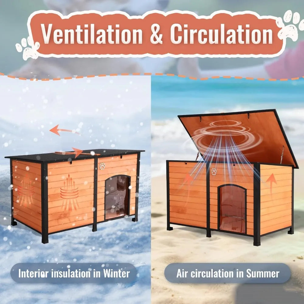 Magnolia Pet Outdoor Dog House, Indoor Outdoor Doghouse Puppy Shelter Dog House with Iron Frame,Anti-Bite De product image 5