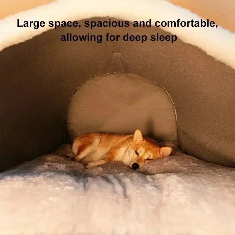 Warm Kennel Winter Dog & Cat House – Washable Detachable Deep Sleep Bed, Cozy Pet Nest for Small Medium Large Pets