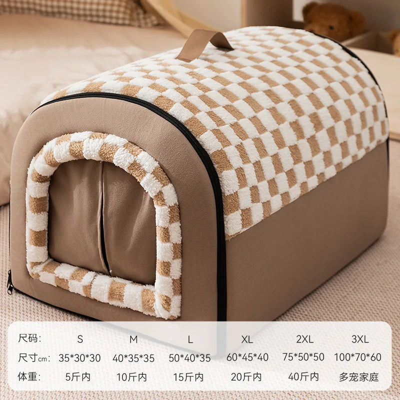 Warm Kennel Winter Dog & Cat House – Washable Detachable Deep Sleep Bed, Cozy Pet Nest for Small Medium Large Pets