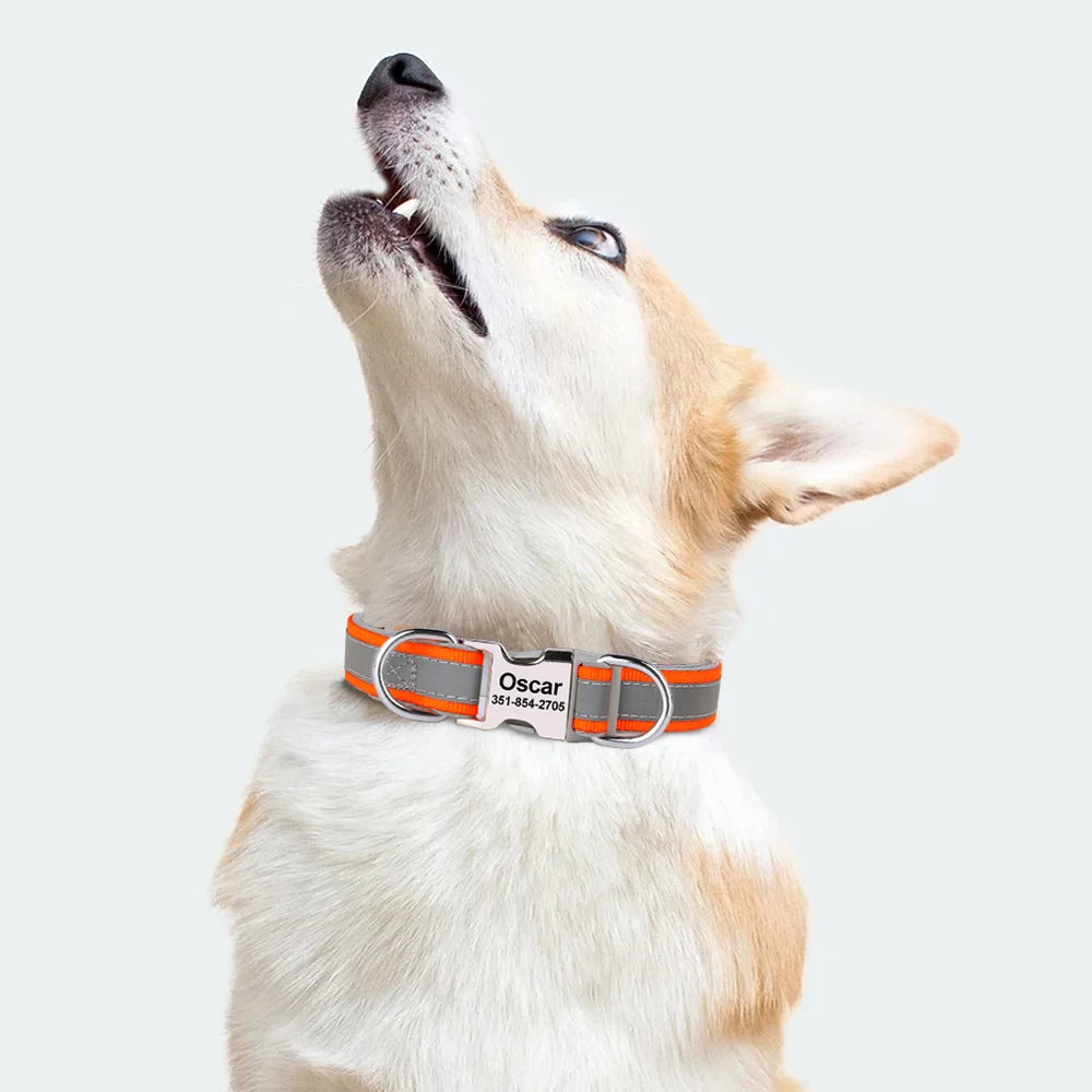 Magnolia Pet Reflective Personalized Dog Collar - Engraved ID Soft Padded Nylon Collar, Adjustable for Small product image 6
