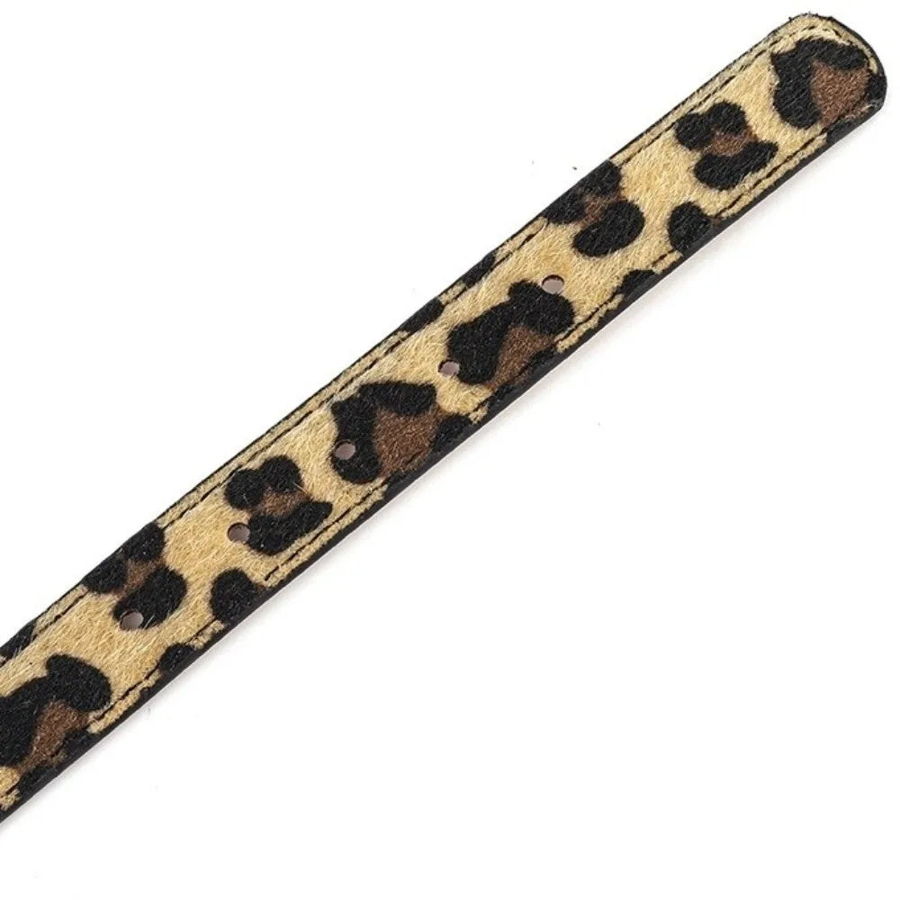 Trendy Leopard Print Dog Collar – Wear-Resistant PU Leather, Adjustable Pet Collar for Small & Medium Dogs