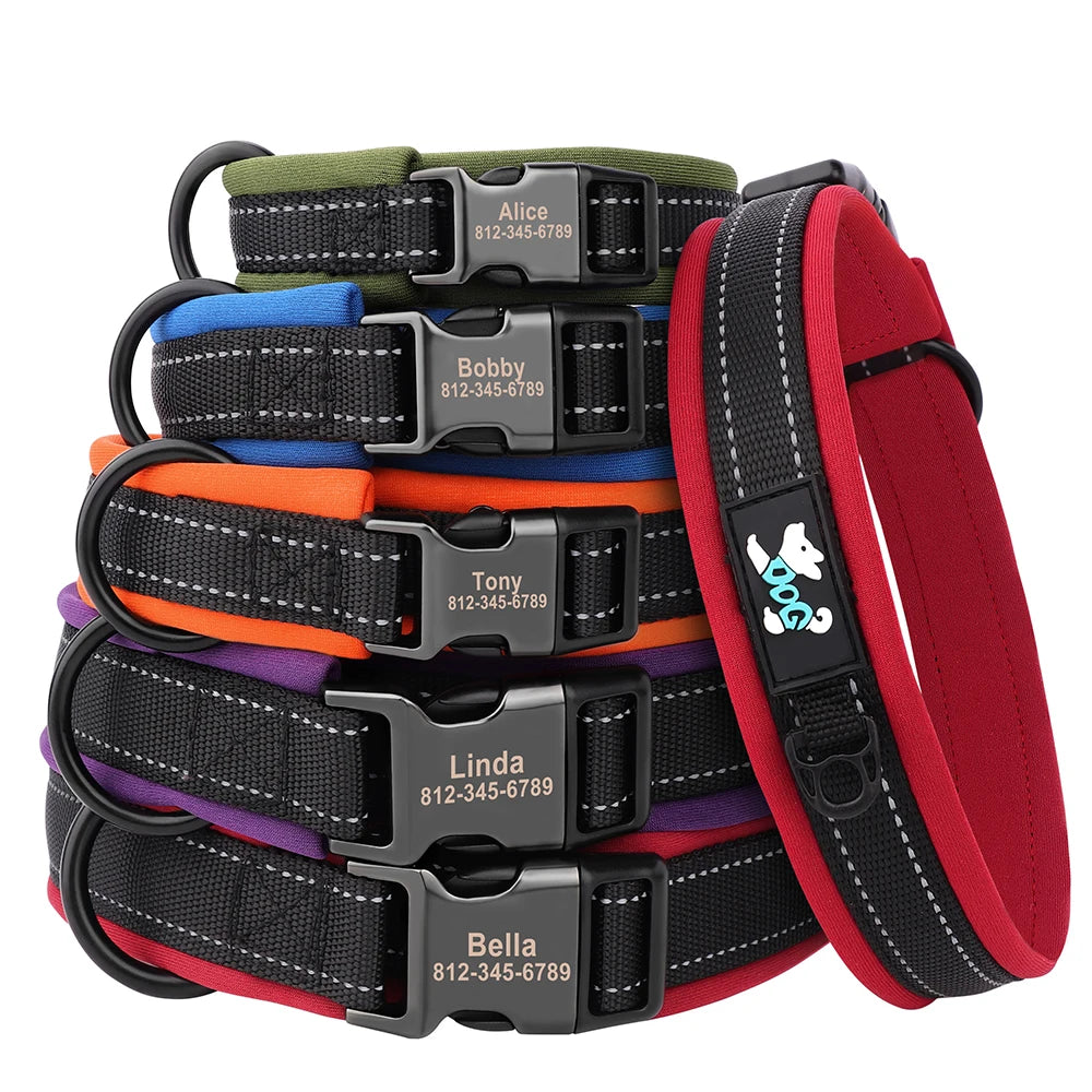 Magnolia Pet Reflective Personalized Dog Collar - Engraved ID Soft Padded Nylon Collar, Adjustable for Small product image 2