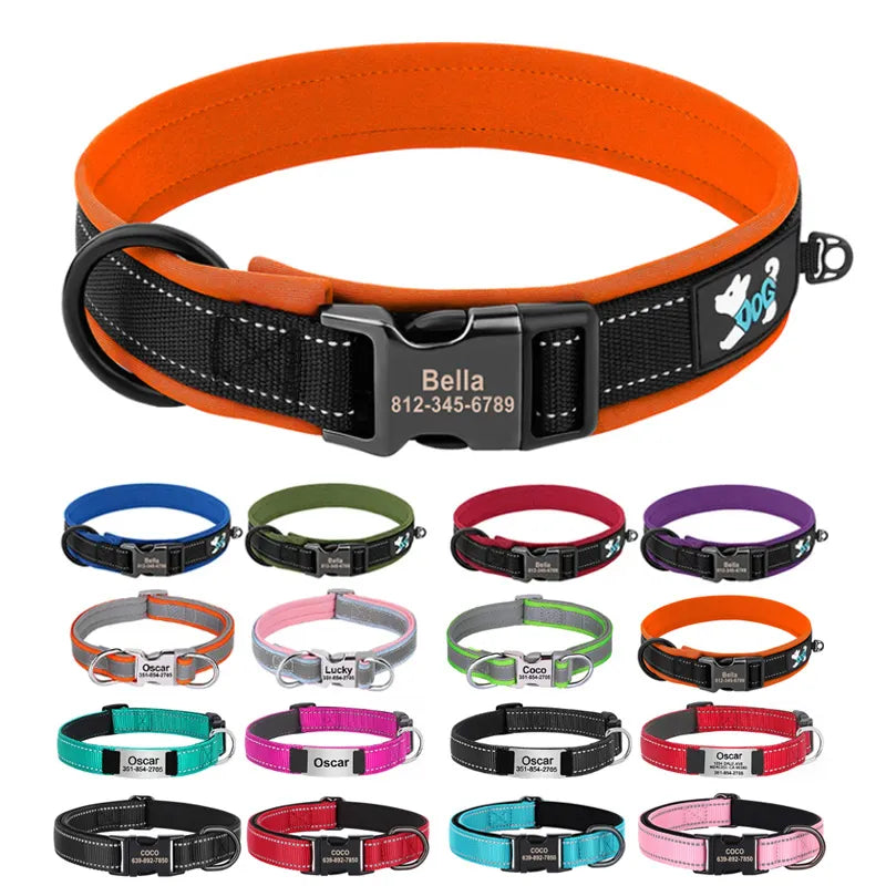 Magnolia Pet Reflective Personalized Dog Collar - Engraved ID Soft Padded Nylon Collar, Adjustable for Small product image