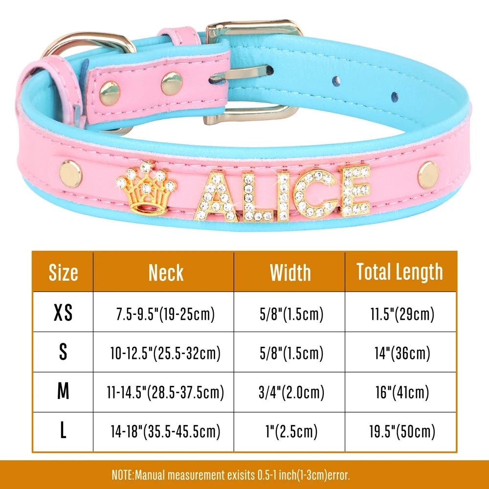Personalized Rhinestone Dog Collar – Custom Name Collar for Small Dogs & Cats