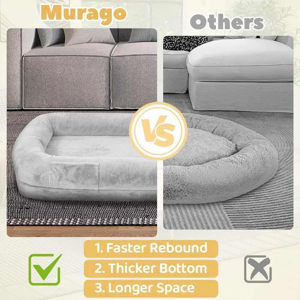Human Dog Bed for Adults – 71” XL Size with Orthopedic Support, Foldable, Waterproof & Washable Cover