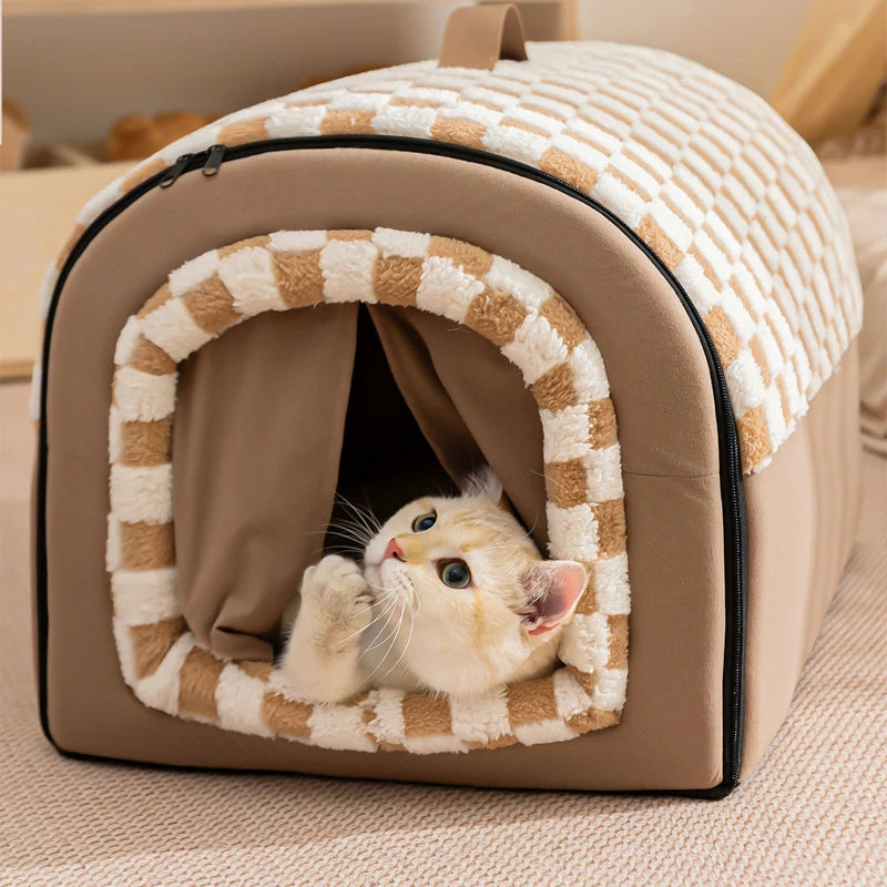 Warm Kennel Winter Dog & Cat House – Washable Detachable Deep Sleep Bed, Cozy Pet Nest for Small Medium Large Pets