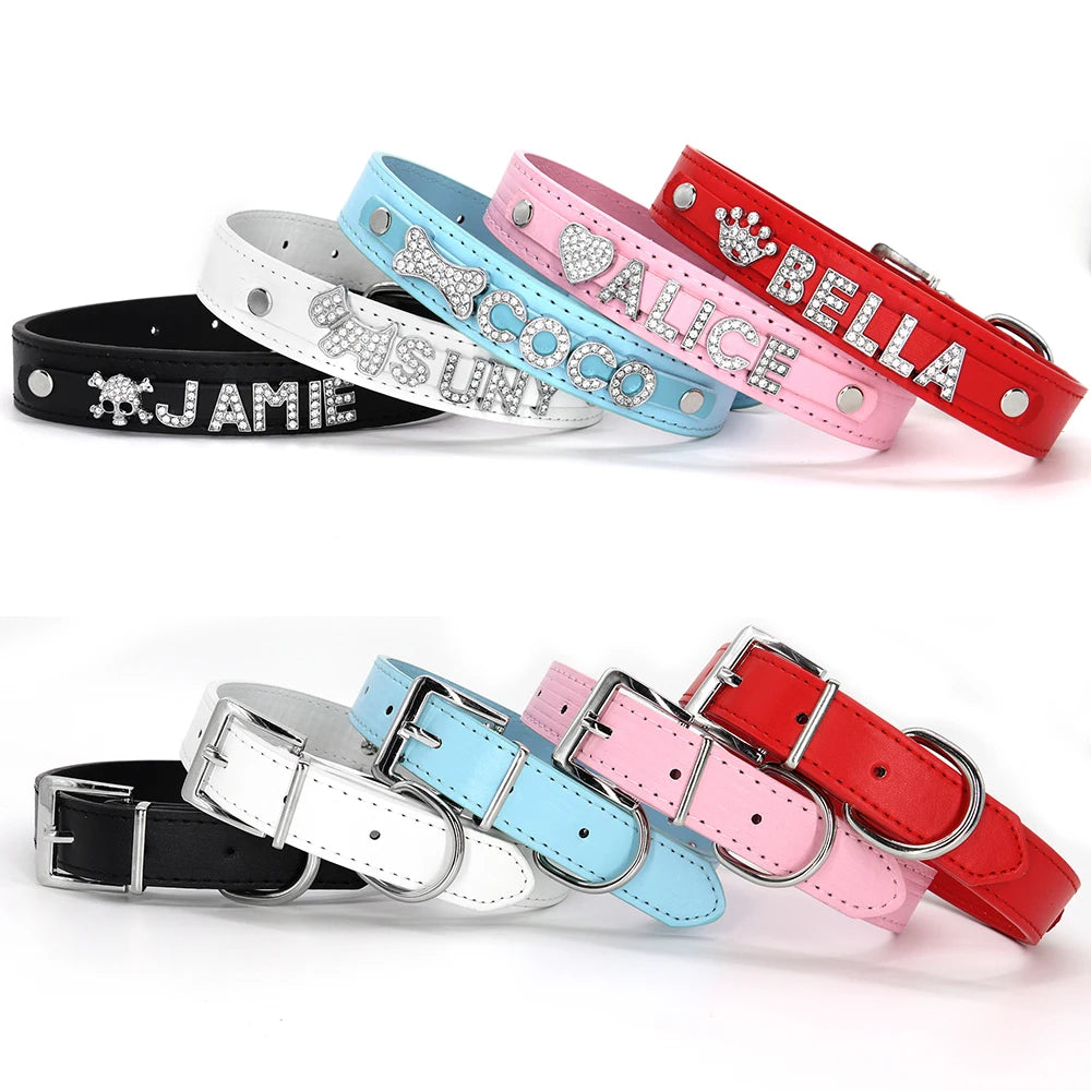 Personalized Rhinestone Dog Collar – Custom Name Collar for Small Dogs & Cats