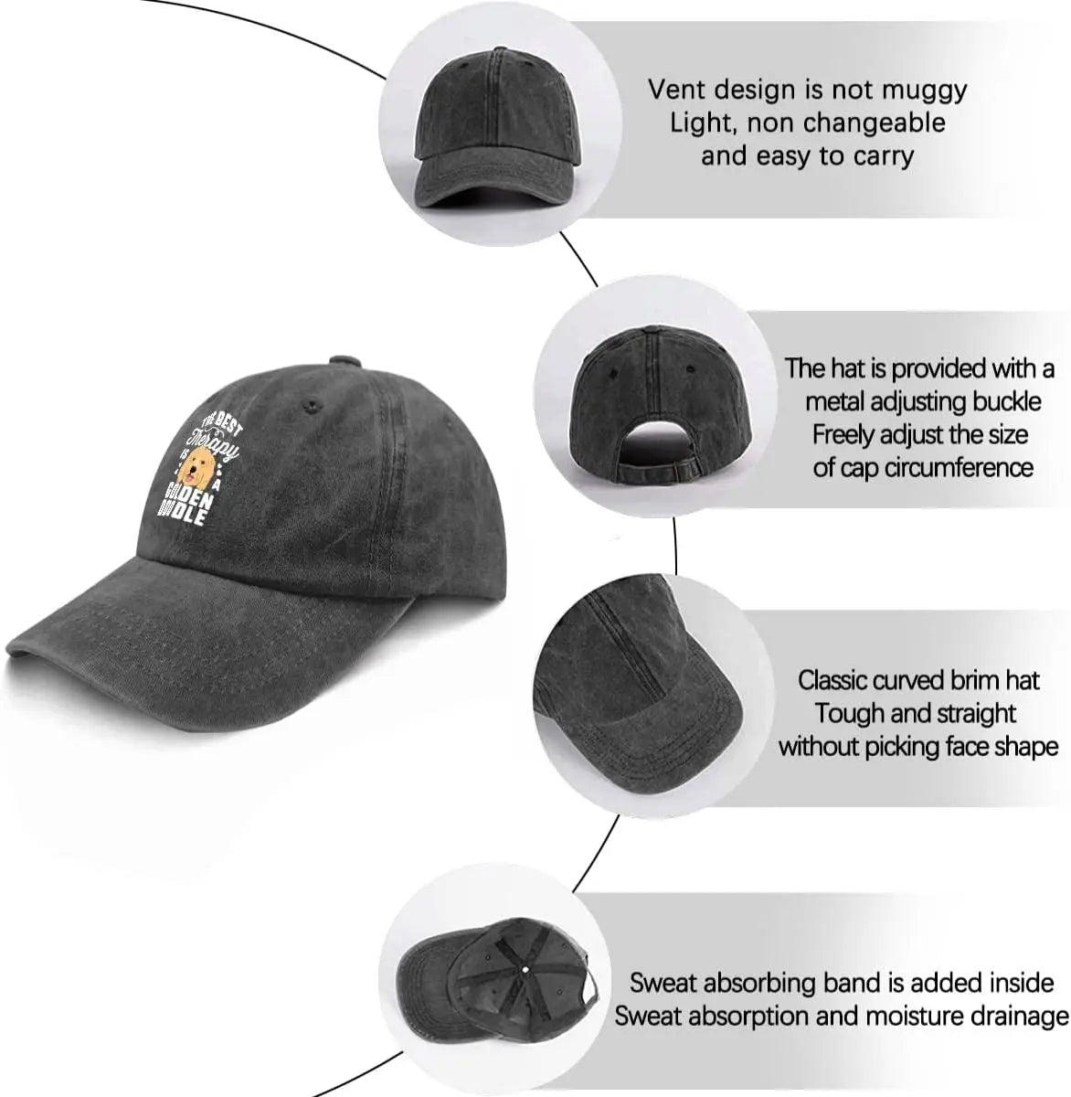 Best Therapy Goldendoodle Hat – Vintage Dog Dad and Mom Baseball Cap