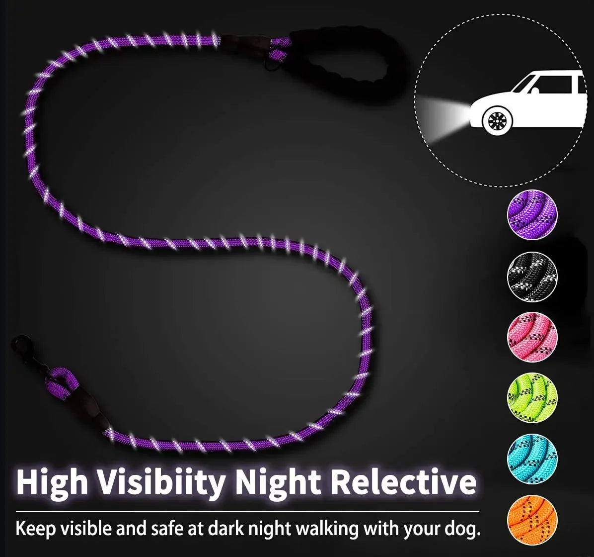 Reflective, Strong Dog Leash Pet Leashes for Big to Small Dogs, Easy Grip and Durable Clip